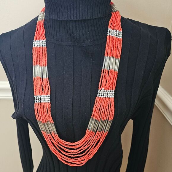 Orange Layers of Beads 17" Long - Picture 2 of 3